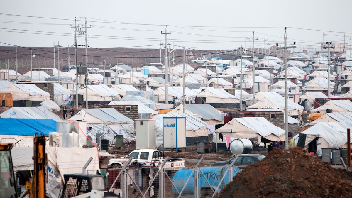 Jesidisches Flüchtlingslager nahe des Sinjargebirges im Nordirak.
